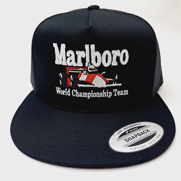 thepatriotspride.com Other - Marlboro Formula One Racing Flat Bill Cotton Embroidered Snapback Cap …
